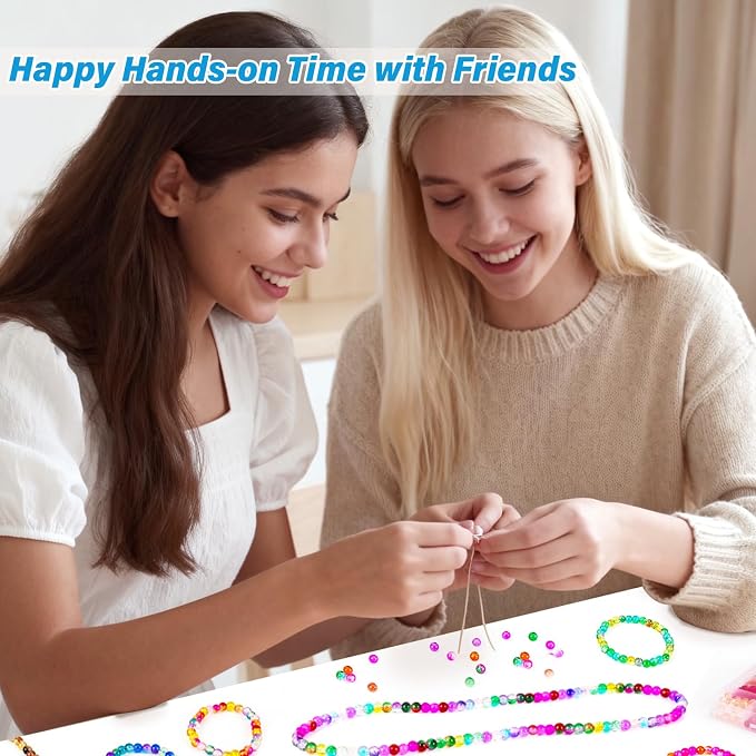 XSEINO About 1200pcs 6mm Crack Glass Beads Bracelet Making Kit, 24 Style Crack - Image 5