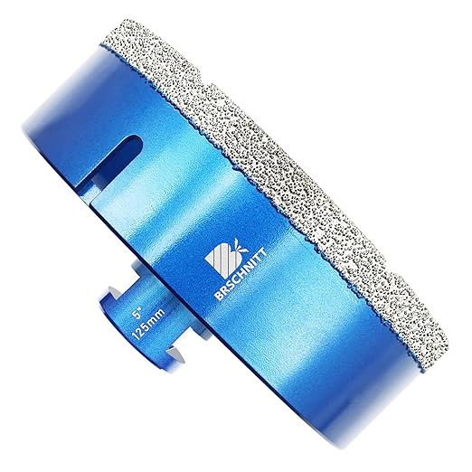 125mm Diamond Core Drill Bit for Porcelain Tile Ceramic Marble Granite Drilling,BRSCHNITT 1pc Vacuum Brazed Diamond Hole Saw with 5/8-11 Thread (125mm)