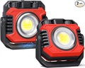 Samyoung 2 Pack 2400LM Rechargeable Work Light, 28 Hours Long Lasting Stepless 2700-8000K White Warm & Brightness Magnetic LED Work Light, Ultralight 360°Rotating Portable Light with Hook(Red)