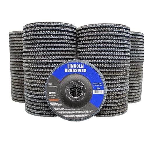 100 Pack Flap Discs, 80 Grit 4.5" x 7/8" Sanding Wheels for Angle Grinder