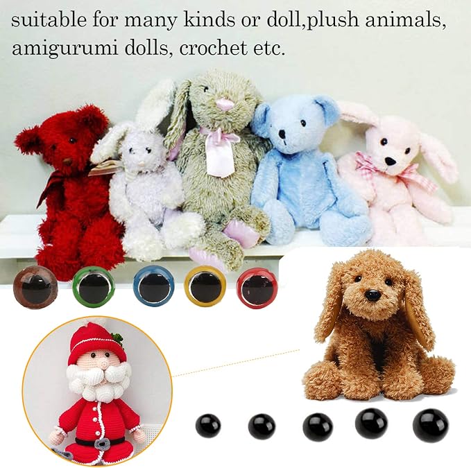 Safety Eyes 796pcs Plastic Safety Eyes and Noses, 6-20mm Black Craft Doll Eyes | - Image 5