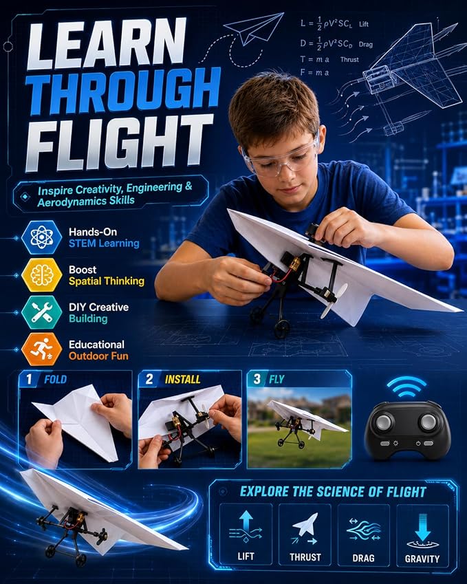 Rc Paper Airplane Motor Kit DIY Model Airplanes Launcher Construction Set - Image 7