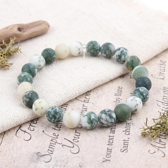 60pcs Natural Matte Tree Agate Gemstone Beads，6mm Frosted Round Loose Stone - Image 4