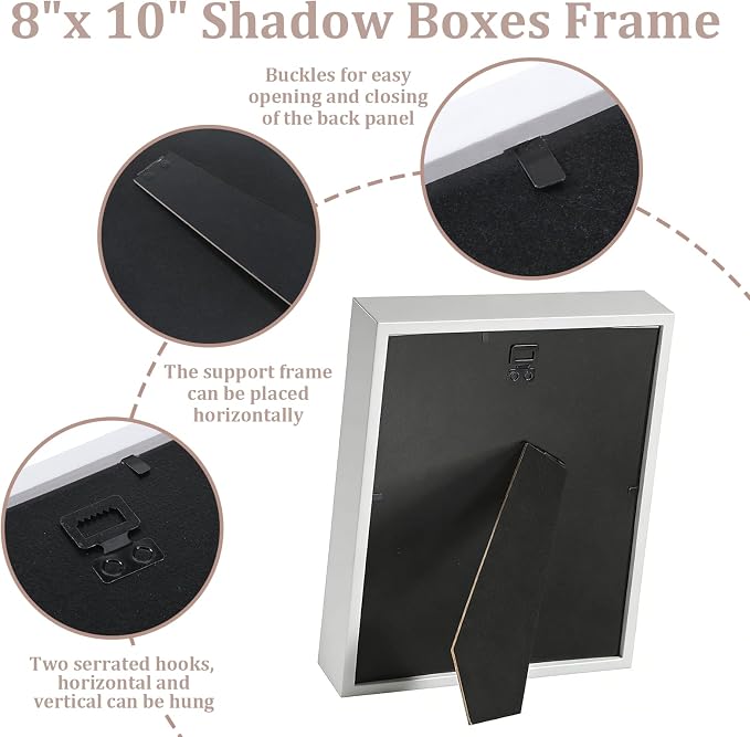 4 Pack 8 x 10 Shadow Box Frame, Shadow Boxes Display Cases 3D Wood Deep - Image 4