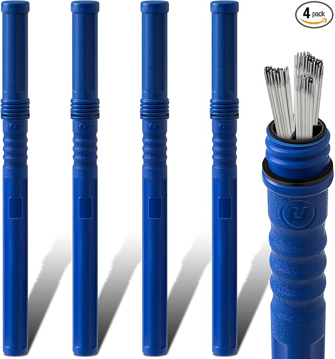 Tandefio 4 Pcs Welding Rod Storage Tube 40 Inch Tig Rod Storage Canisters Welding Electrode Holder Airproof Waterproof Container(Blue)