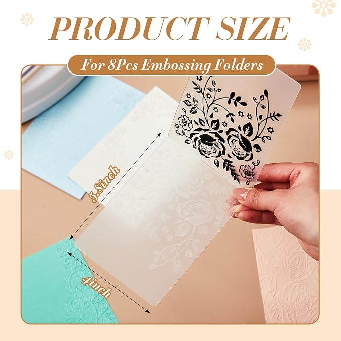 Geiserailie 8 Pcs Embossing Folders 2d/3D Embossing Machine Template Paper Card - Image 2