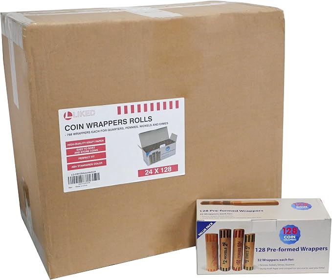 L LIKED 3072 Pcs Preformed Coin Roll Wrappers by LLIKED