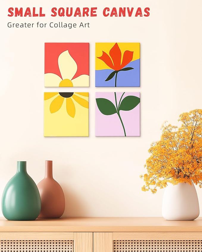 Simetufy 12 Pack 8x8 Inch Painting Canvas Panels Square Boards - Image 3