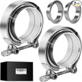 2.5" Exhaust Clamp, with Exhaust Flange Male/Female Kit, 304 Stainless Steel 2.5 inch V Band Clamp For Turbo, Downpipes, Exhaust Systems, 2PCS