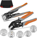 Ratchet Crimping Tool and Wire Stripper Set - 7 in 1 Wire Crimper Tool for Insulated Nylon,Non-Insulated,Ferrule Wire End,Open Barrel Terminals,Solar Connectors
