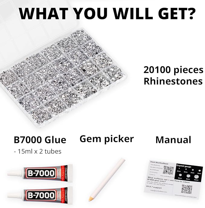 20100PCS Silver Clear Rhinestones - Image 2