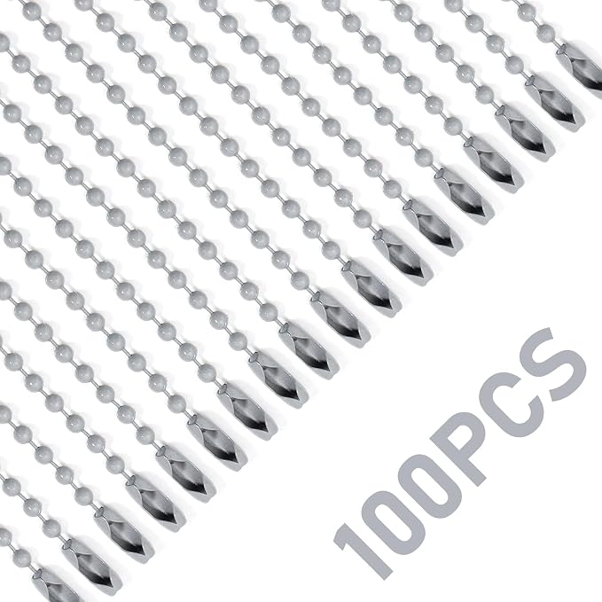 Lemonkey 100Pcs Ball Beads Chains Bulk, 4 Inch Dog Tag Metal Small Chains - Image 4