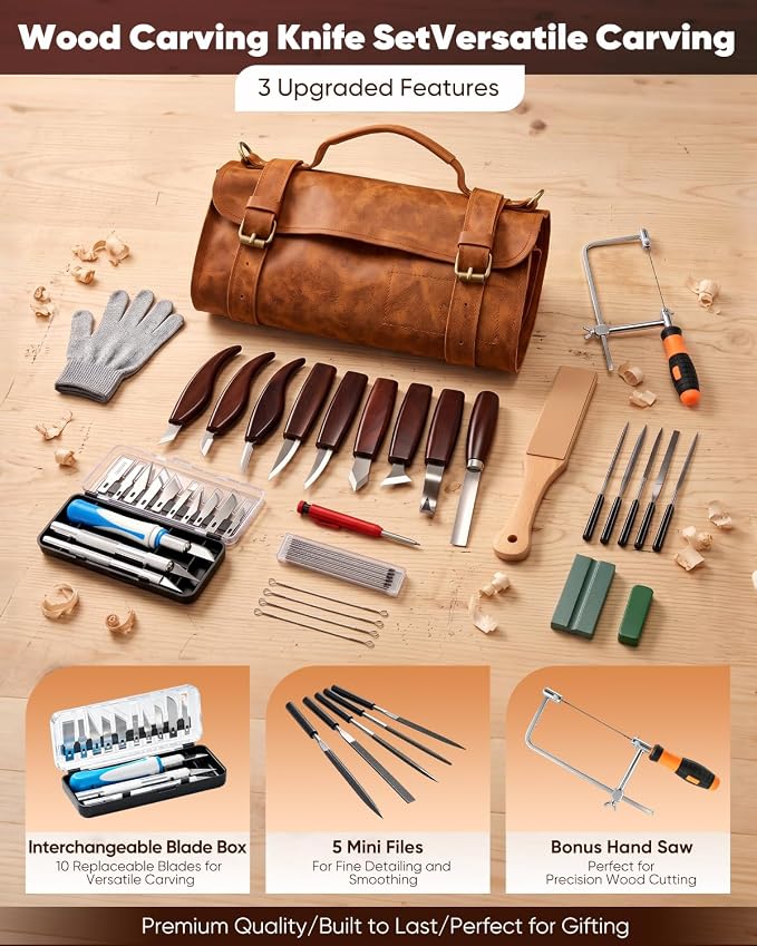 SakerNeo 35PCS Wood Carving Kit Whittling Knife Set - Image 2