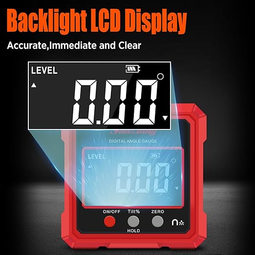 Digital Angle Finder Tool with Electronic Laser，Rechargeable Digital Angle Gauge Digital Level Protractor Inclinometer with 4 Sides Strong Magnetic for Woodworking Tablesaw.