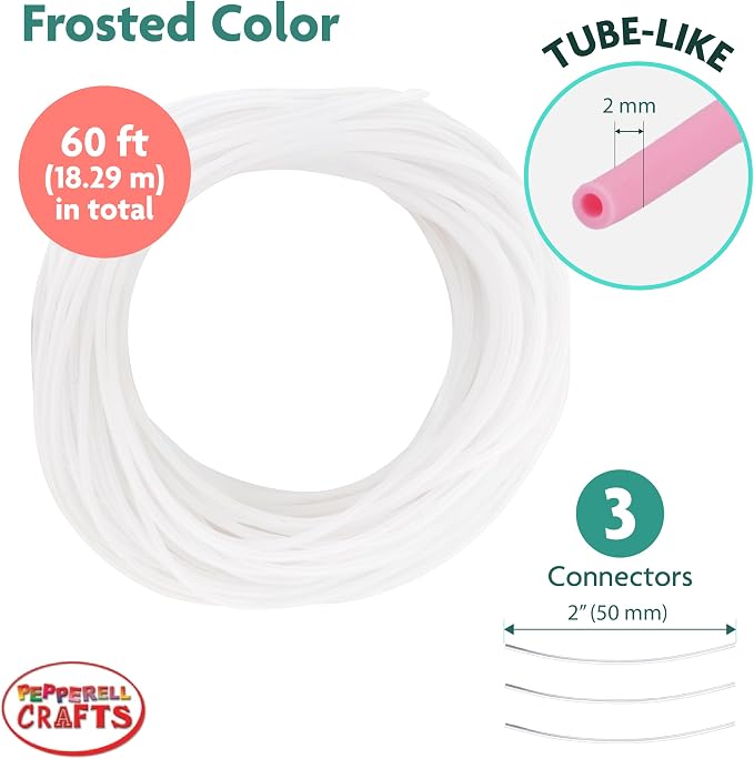 Pepperell Pony Bead Lacing – Hollow Lacing Tube Cord, Frost Color | 60 ft - Image 2