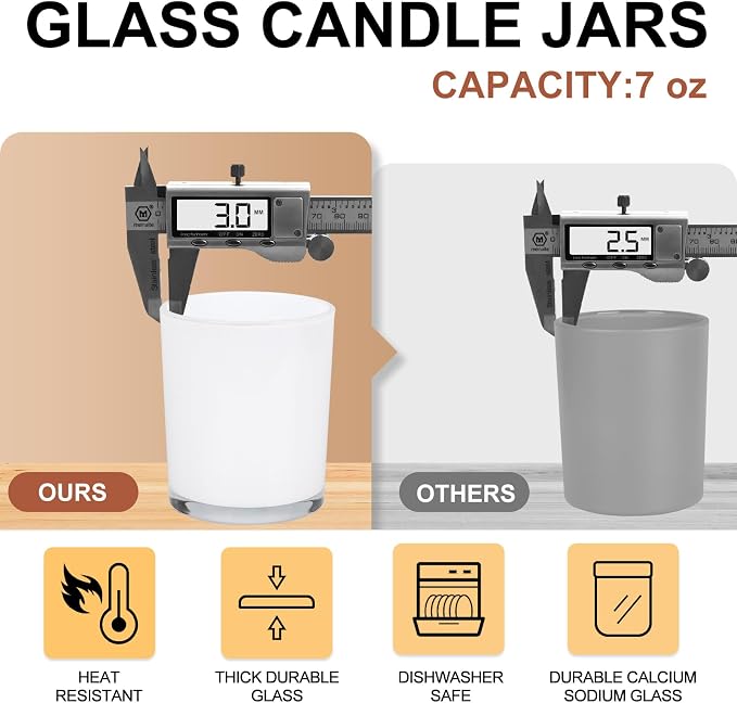 SHOWIN Thick Candle Jars for Making Candles 16 Pcs, 7 OZ Empty Jars - Image 2