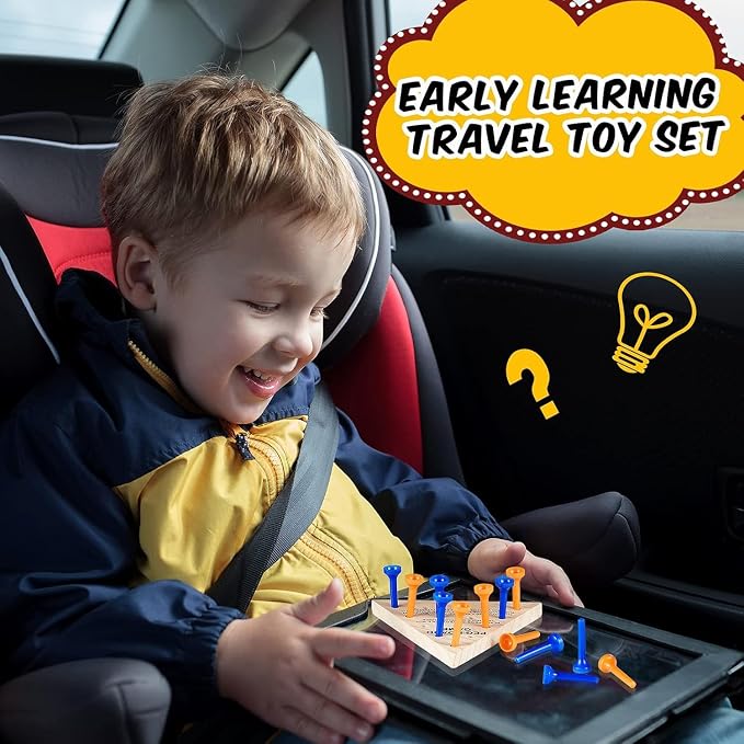 Zhanmai 3 Sets Wooden Triangle Peg, Educational Board, Travel Size, Operation - Image 5
