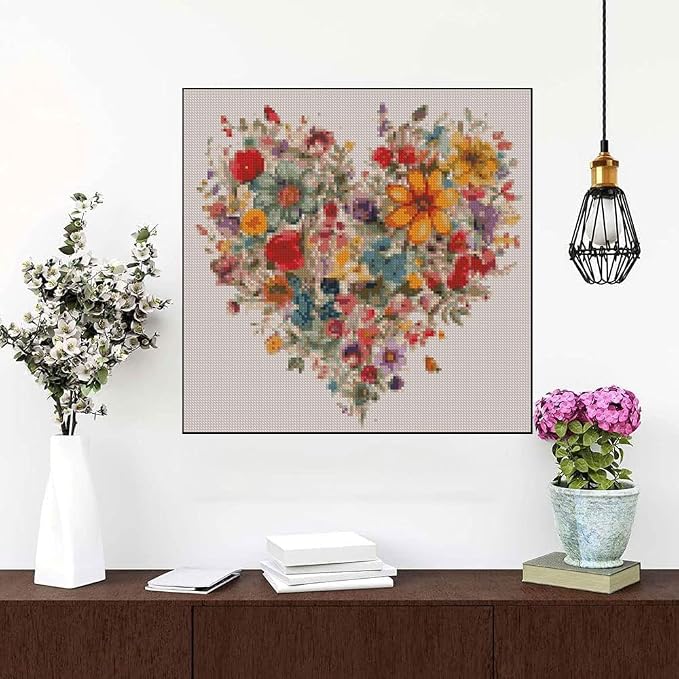 Valentine's Day Stamping Cross Stitch Kit, Flowers Counting Cross Stitch Kit - Image 4