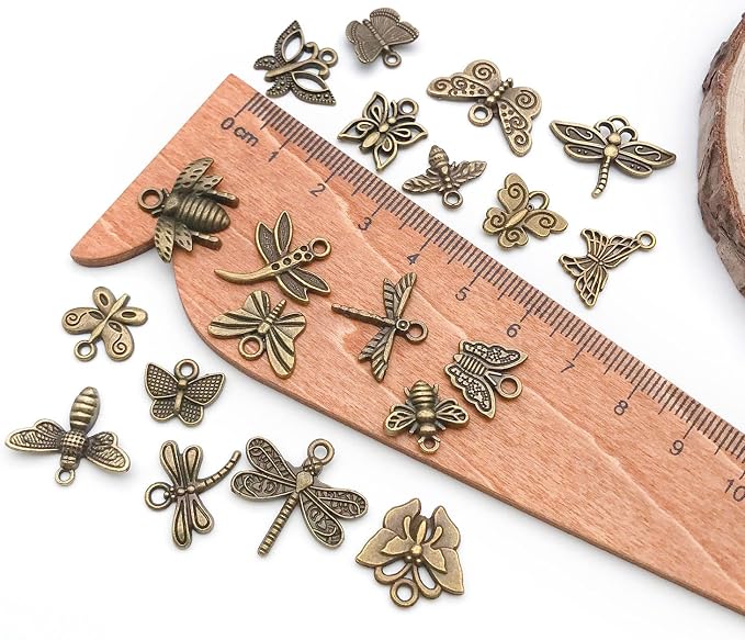 WOCRAFT 60pcs Antique Bronze Butterfly Charms Bracelet Charms - Image 4