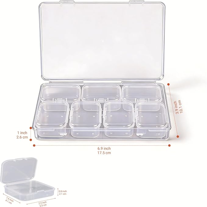 Bead Organizer Box 8-Piece Small Beads Storage Cases and Plastic Container - Image 2