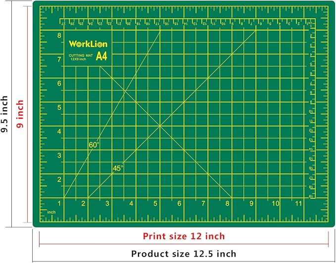 WORKLION Full 9" x 12" Art Self Healing PVC Cutting Mat, Double Sided, Gridded - Image 2