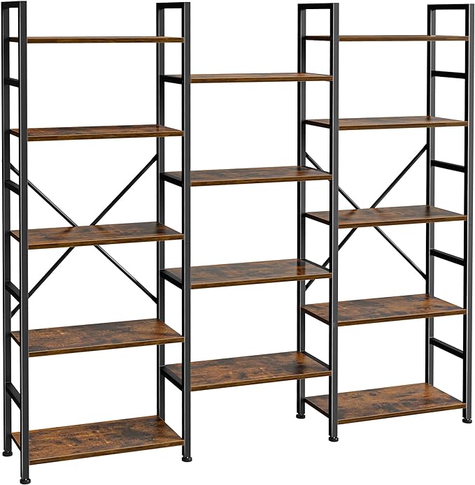 SUPERJARE Triple Bookshelf, Bookcase by SUPERJARE