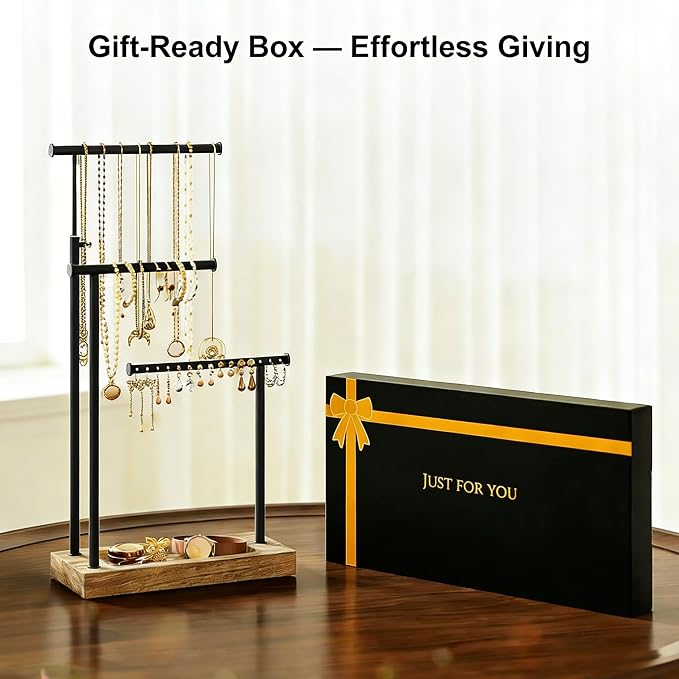 SRIWATANA Carbonized Black Jewelry Organizer Stand, Tall Necklace Holder | - Image 3