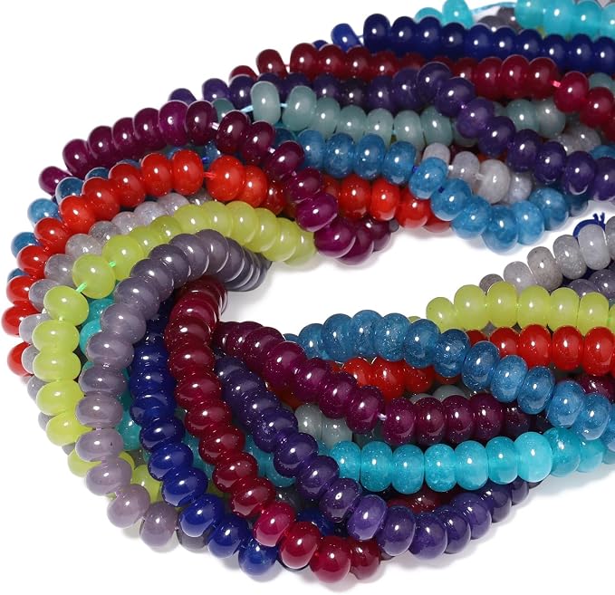 Songxi 5x8mm Natural Green Lemon Jade Stone Rondelle Beads, Gemstone - Image 9