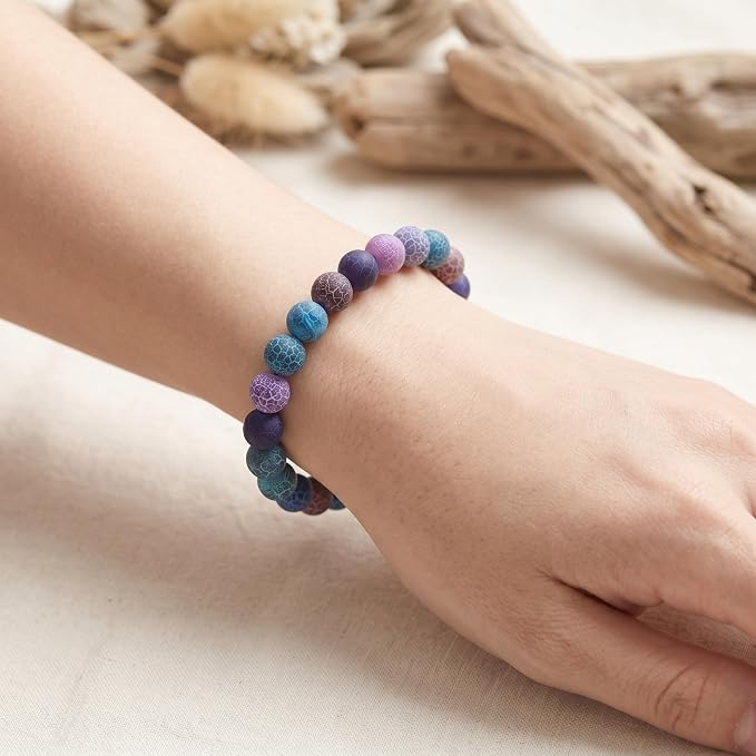36pcs Natural Matte Colorful Oxidized Gemstone Beads，10mm Frosted Round Loose - Image 6