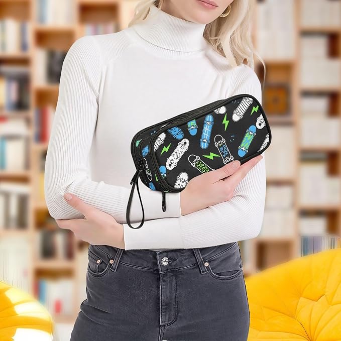 Skateboard Lightning Pencil Case Box Boys Girls Large Pencil Pouch Zipper - Image 8