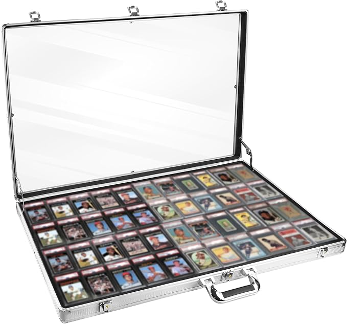 Silver Large 34"x22" Aluminum Show Card Display Case, Lockable Trading Card by KVZKVZ