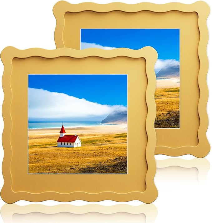8X8 Wavy Picture Frame With Mat by Unknown