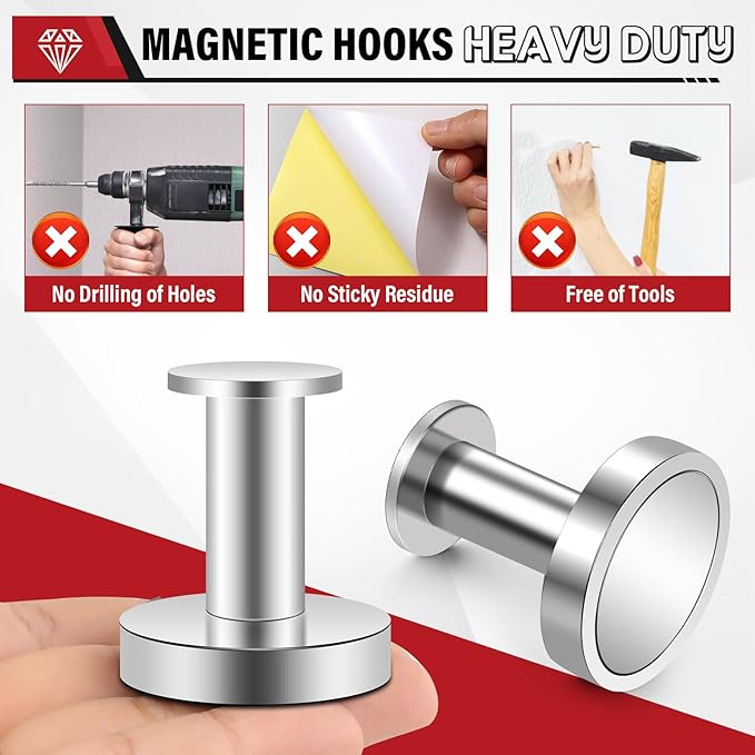 Cruise Essentials - 150Lb Heavy Duty Magnetic Hooks for Cabins, Garage & Grill - 6Pcs