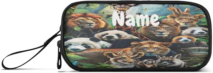 Custom Animals Pencil Case Box Boys Girls Personalized Name Large Pencil Pouch - Image 6