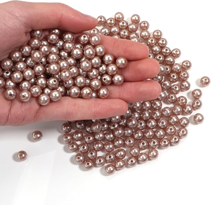 500pcs Coffee 8mm Pearl Beads by chuyau