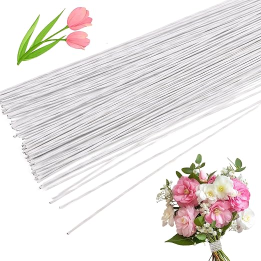 CCINEE 18 Gauge White Floral Stem Wire, 14 inch by CCINEE
