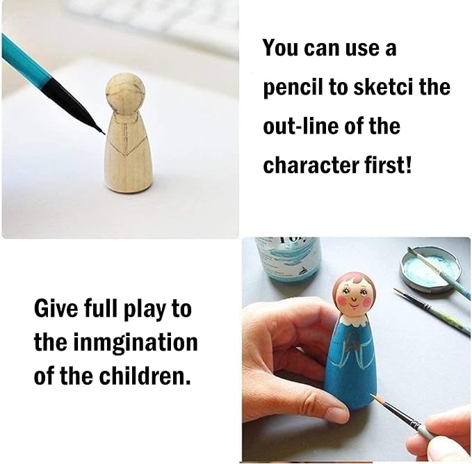 100 PCS 1.38inshes Unfinished Natural Wooden Peg Dolls, Little Wooden peg People - Image 3