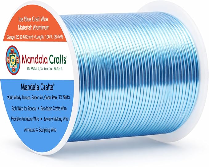 Mandala Crafts 20 Gauge Ice Blue Anodized Aluminum Craft Wire, 100 FT | Colored by MandalaCrafts