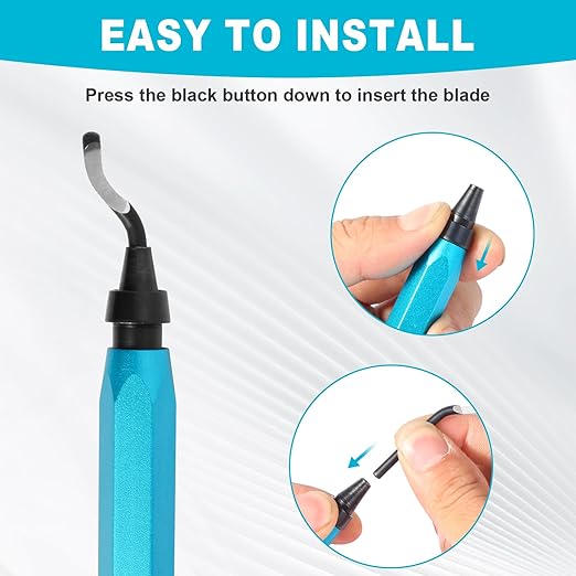 Deburring Tool Set with 11pcs High Speed Steel Swivel Blades, Deburring Tool 3D Printing Burr Removal Blades, Deburring Tools for Metal, Resin, PVC Pipes, Copper, Plastic, Aluminum