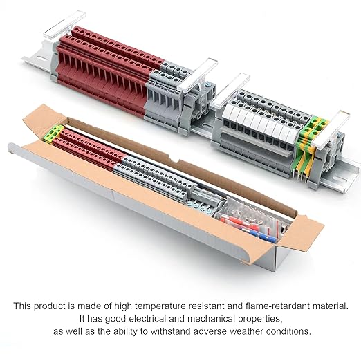 Terminal Block Kit, Rail Type Voltage Terminal, Rail Combined Terminal Block(Red & Gray)