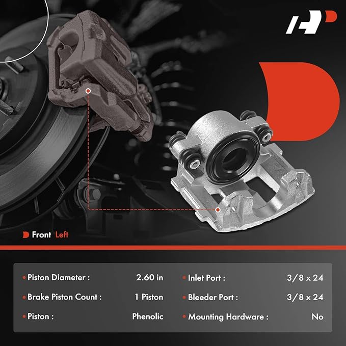 A-Premium Disc Brake Caliper Assembly Without Bracket Compatible with Select Jeep Models - Cherokee, Comanche, Grand Cherokee, TJ, Wagoneer, Wrangler - Front Left Driver Side