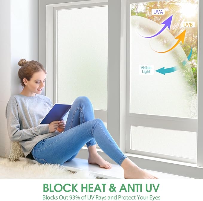 STATINT Frosted Glass Window Film Privacy Sun Blocking UV Protection Window - Image 2