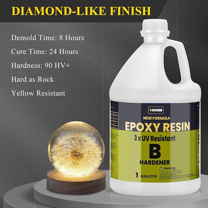 TAKIMO 2 Gallon 3×UV Resistant Resin Kit, No Bubble & Crystal Clear Epoxy Resin - Image 3