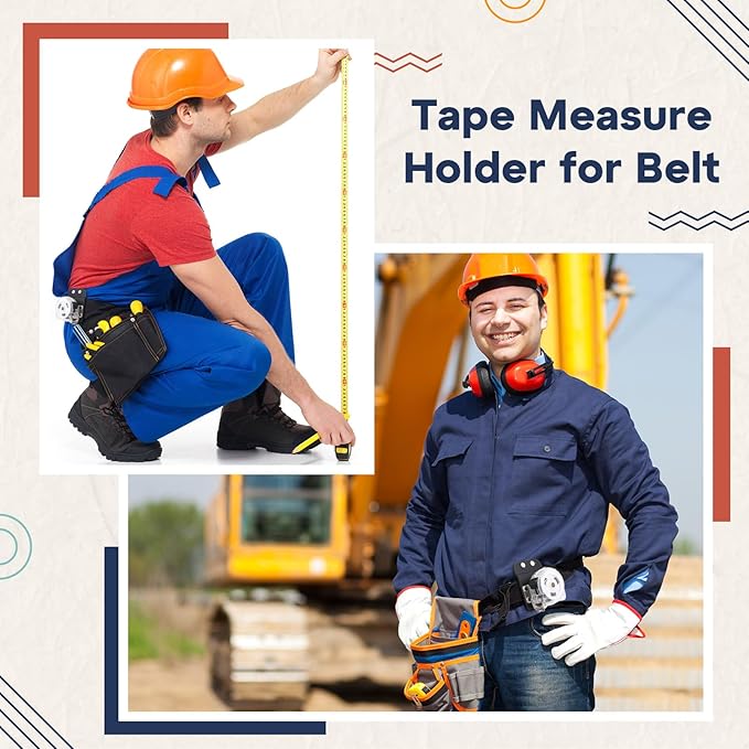 Zonon 3 Pcs Tape Measure Holder Set for Belt Hammer Holders Tactical Tape Measuring Belt Clip Low Profile Drill Holster Match Any Kinds Holster with Clip