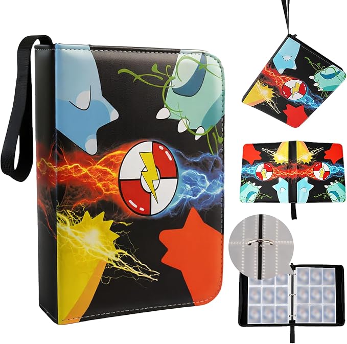 9 Pocket Card Binder with 50 Removable Sleeves, Holds 900 Cards | 3 Ring Zipper by Unknown