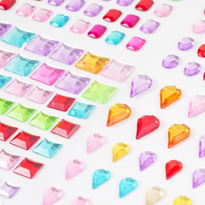 1200+pcs 6~15mm Self-Adhesive Gem Stickers Various Shapes and Colors - Image 2