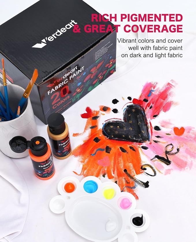 Fabric Paint, 20 Colors Permanent Soft Fabric Paint Set - Image 5