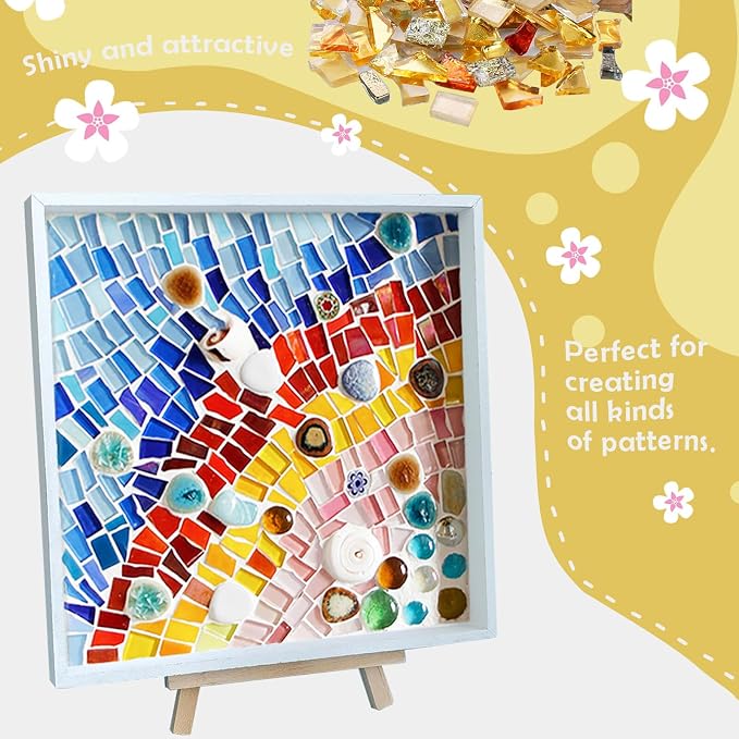 LITMIND 1.1LB Gold Irregular Glass Mosaic Tiles - Image 6