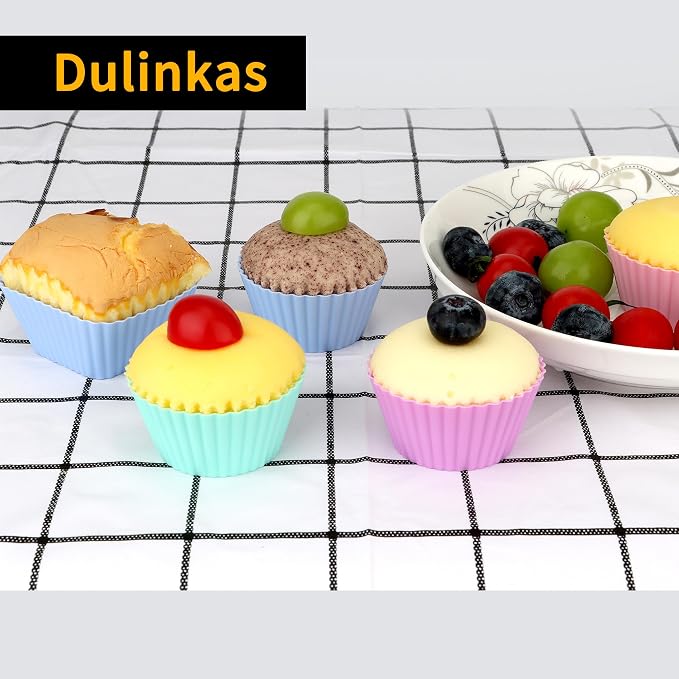 24 pcs Silicone Cupcake Baking Cups Dulinkas Reusable Cupcake Liners Non-Stick - Image 4