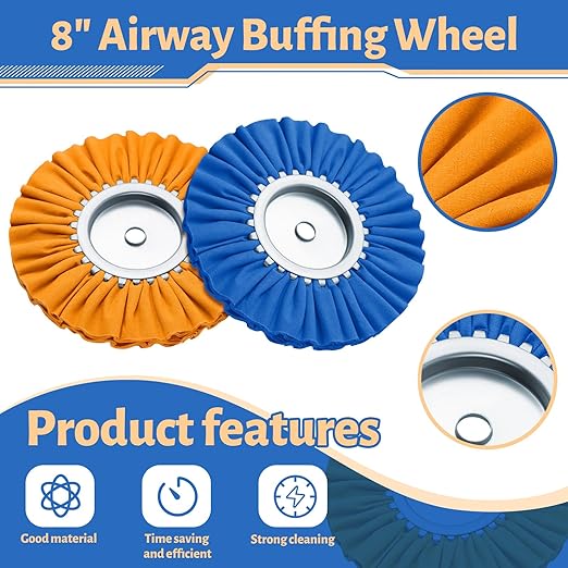 Amylove 8 Inch Airway Buffing Wheels Aluminum Wheel Polishing Kit in Diameter 5/8 Inch Arbor Hole, Polishing Compound and Metal Polish Kit for Angle Grinder(Bright Color,8 Pcs)